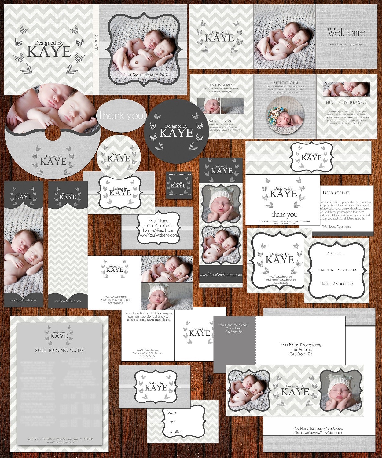 INSTANT DOWNLOAD 26 PIECE Business Marketing Set Photography Marketing Set Business Branding Templates, business forms photography Chevron