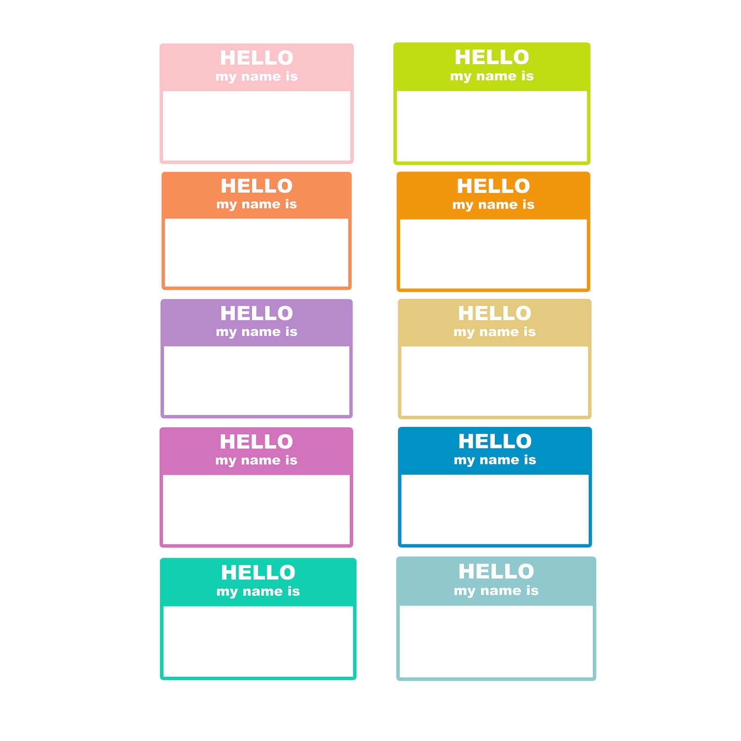 Digital Labels // Hello My Name Is // 10 pieces // png files // 300 DPI // Instant Download Il_170x135