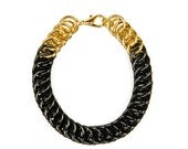 Simple Black and Brass Chainmaille Bracelet