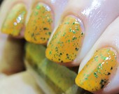 Goofy Gus Nail Polish - MINI - bright orange with green glitter