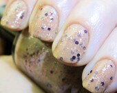 Wowsville Nail Polish - milky peach with glitter and holographic sparkle