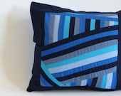 16X16 inches- Modern geometric design blue grey patchwork pillow cover patchwork pillow case