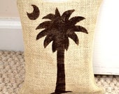 South Carolina Palmetto and Crescent Moon burlap doorstop Beach home decor gift