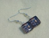 Doctor Who, Dalek, Edvard Munch's Scream, Glass Tile Earrings. Silver plated. Photo Art