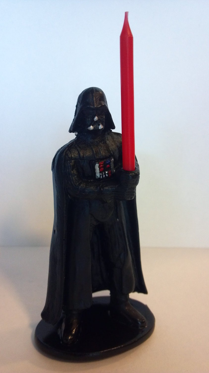 Darth Vader cake topper candle holder w/ light saber, for your Star Wars boy birthday space themed party or wedding
