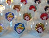 Disney Princess cupcake rings picks or cake toppers, -23 pieces- perfect for royal birthday party or treat bag favors, crown jewel heart