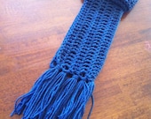 Navy Blue Crocheted Scarf