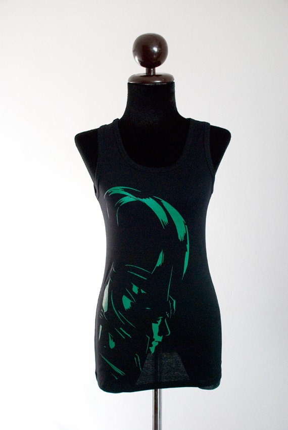 Loki silhouette green or white print on Tank Top