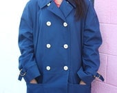 Vintage Nautical Peacoat Double Breasted Navy Blue