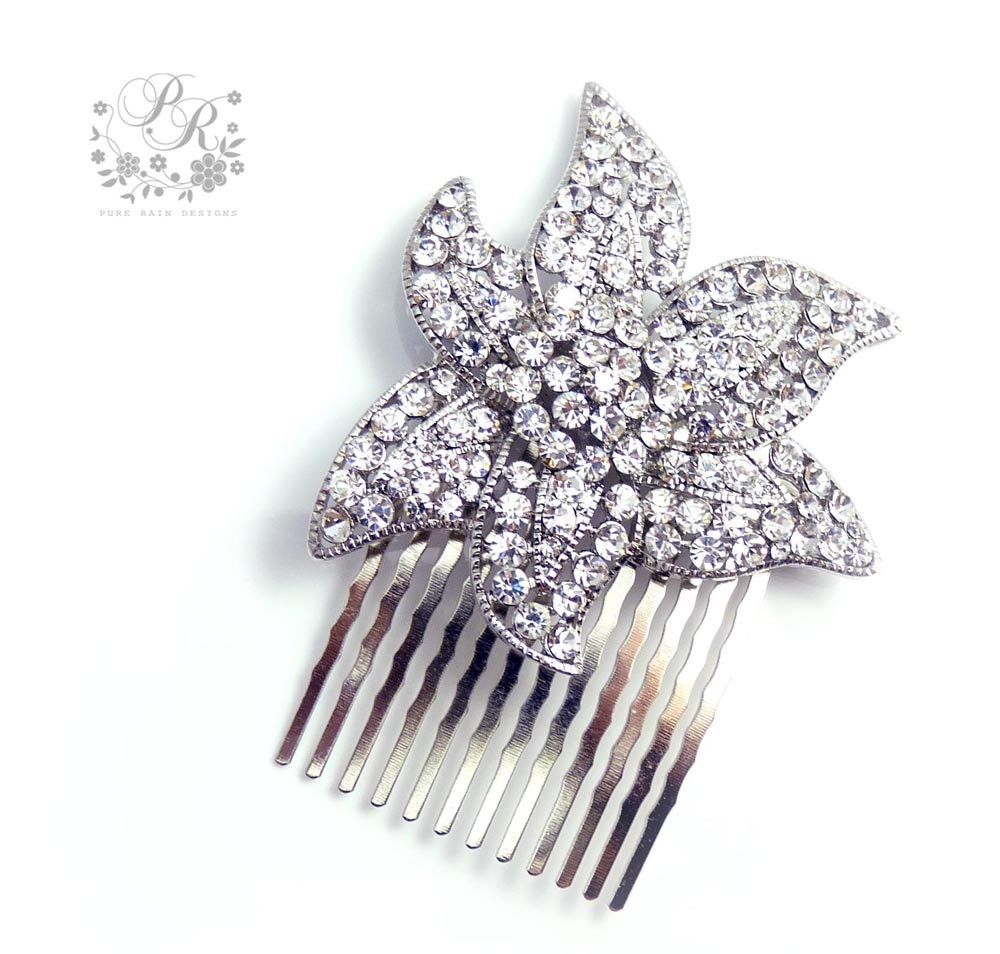 Bridal Wedding Hair Comb Rhinestone Flower style Bridal hair comb or sash applique hair accessory Wedding tiara
