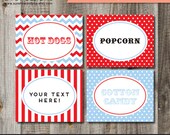 INSTANT DOWNLOAD - EDITABLE Circus Folding Buffet Labels, Food Tags, Vintage Place Cards - Diy Custom Pdf Il_170x135