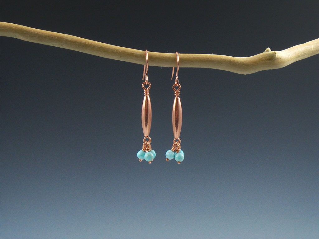 Turquoise Howlite & Solid Copper Bead Earring