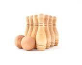 Wooden Toy Skittles - 10 Pin Natural Bowling Game Set - Waldorf Wood Toy - Eco-Friendly Gift for a Toddler or Preschooler - Boy or Girl