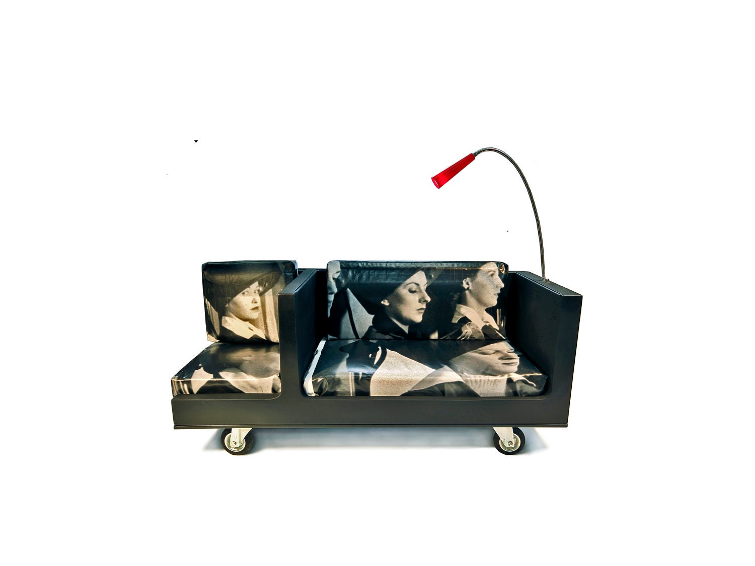 Menage a Trois - funky black sofa made out of a refrigerator
