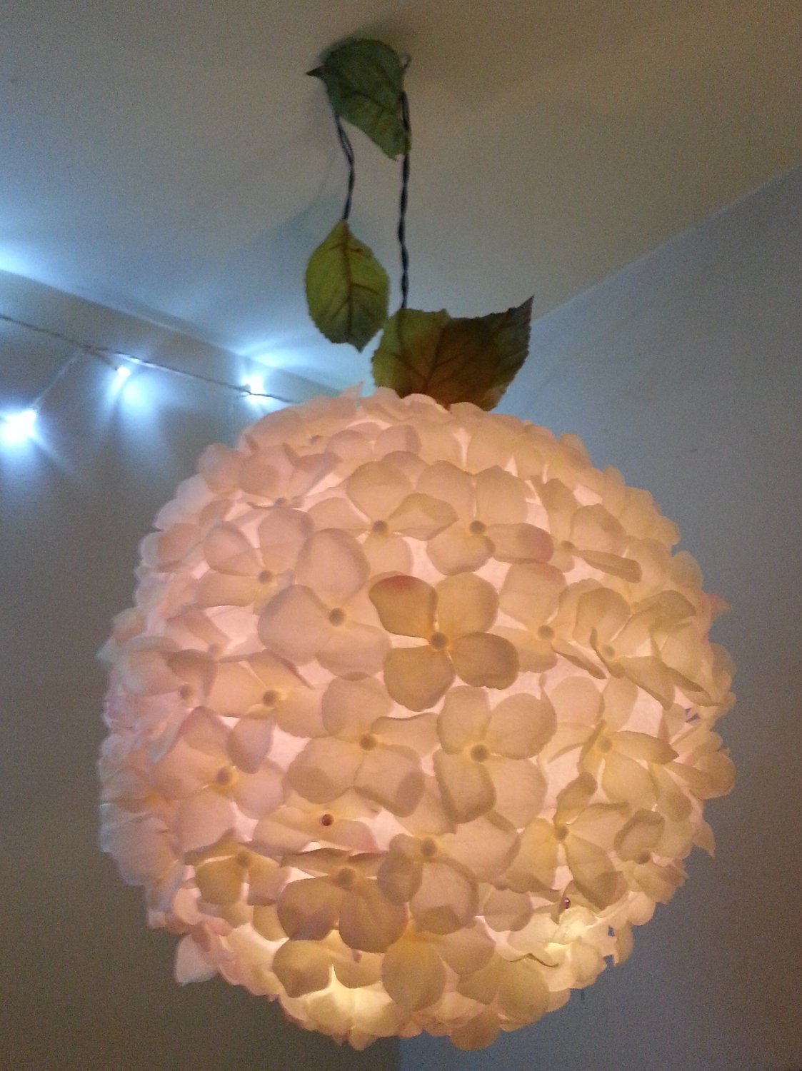 Items similar to White Flower Ceiling Light with Invisible Vine Cord on