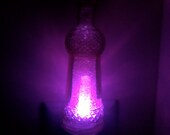 Pink/Purple Miniature Night Light - upcycled mini bottle nightlight - recycled