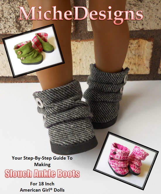 18 inch Doll Shoe Pattern Slouch Ankle Boots for American Girl Dolls - PDF
