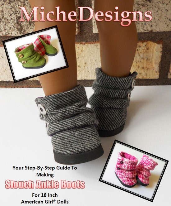 18 Inch Doll Shoe Pattern Slouch Ankle Boots By PixieFairePatterns