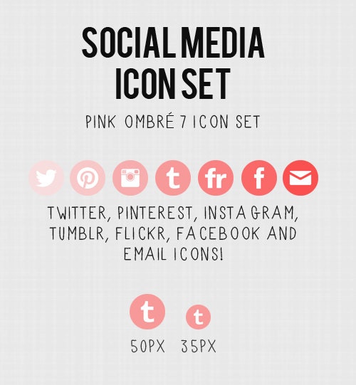 Ombré Social Media Icons (Pink, Purple, Yellow & Teal)