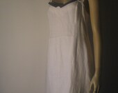 1960's White Dress - Vintage 1970's Wiggle Blue Sheath Mod Summer Cotton Nautical Sleevesless Dress Size Medium Large M L