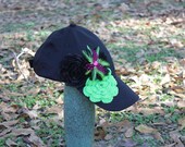 Womens Black Baseball Cap with Black/Lime Green/Hot Pink accessories