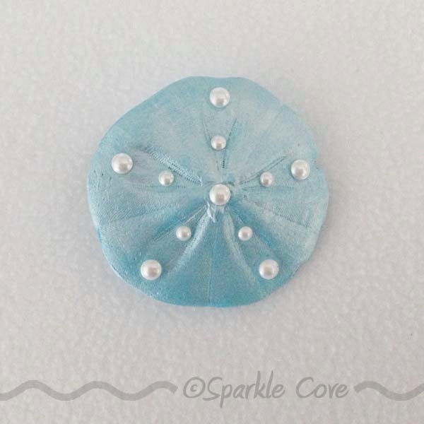Sand Dollar Hair Clip, High Tide Blue, Mother of Pearl Finish, Pearl Accents - SparkleCoveStore