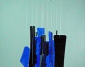 Stained Glass Wind Chime "Fight Club" in black and blue glass
