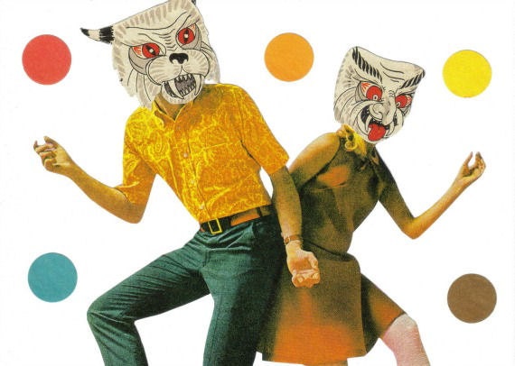 Original Collage Art Paper Collage Monster Mash Dance Party Strange Funny Art