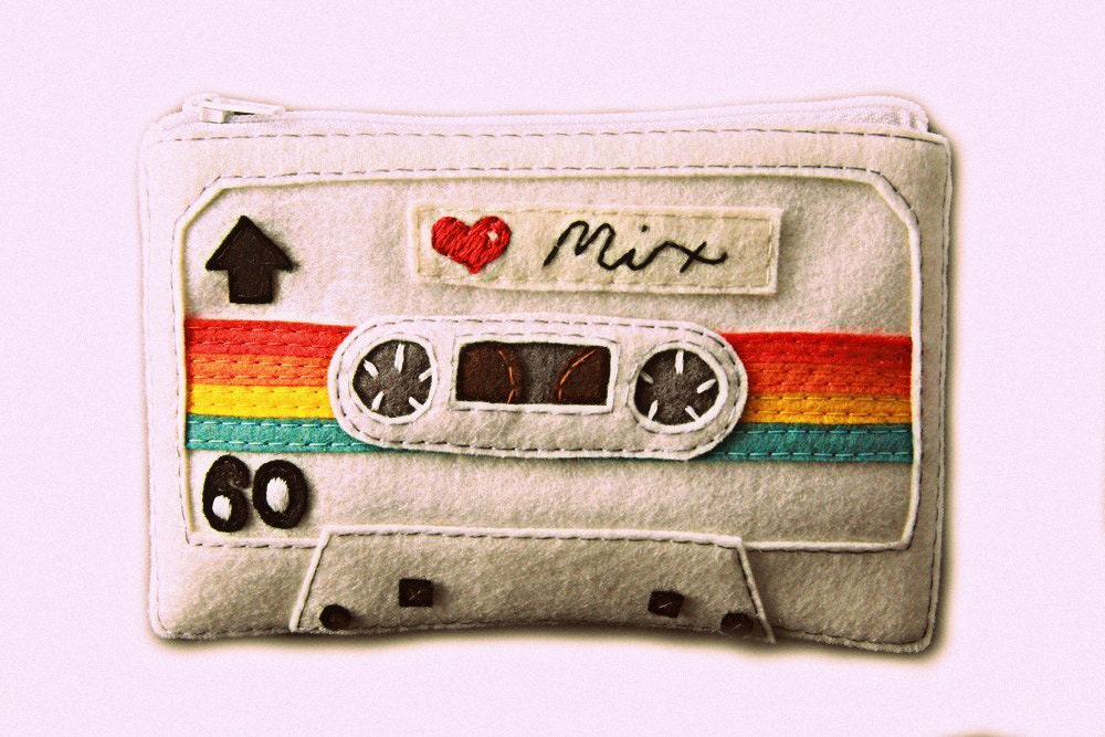Women's Clutch Purse Small Zip Pouch Coin Purse Wallet Cassette Tape Mix Tape