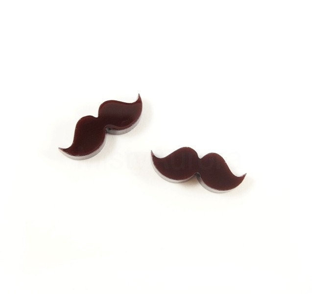 Brown Mustache Stud Earrings - Moustache Earring Posts - Brown Earring Posts - Movember Awareness - Mustache Party