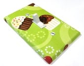 Green Cupcake Decor Light Switch Cover Whimsical Cup Cake Decoration Cute Kitchen Bakery Switchplate Switch Plate 271