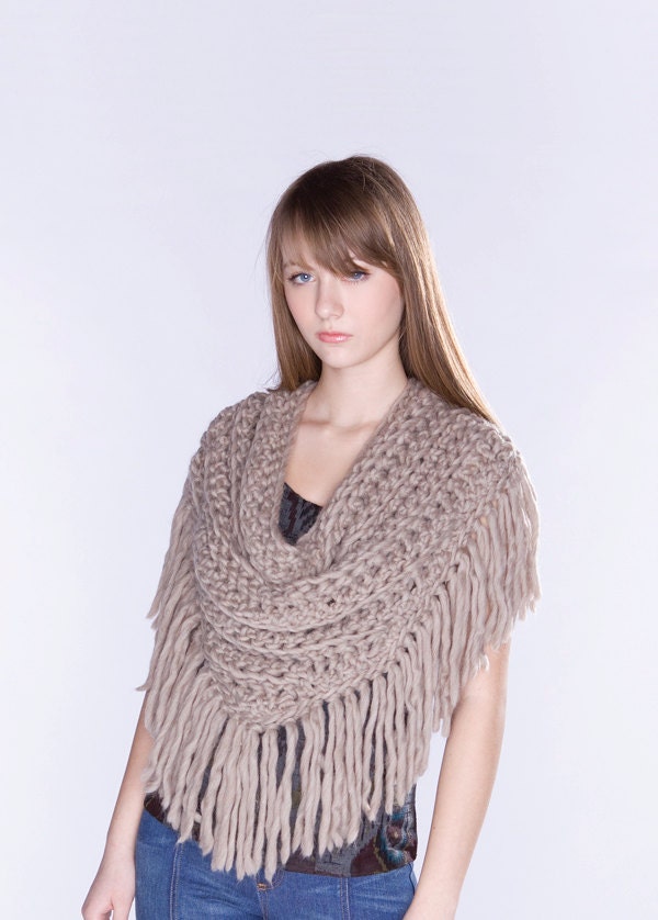 SALE - Spratters & Jayne Triangle Scarf Cowl Wrap, crochet, capelet, poncho, knit,- Ready to Ship