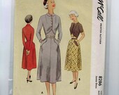 1950s Vintage Sewing Pattern McCall 8286 Dress Faux Bolero Front Size 11 Bust 29 50s UNCUT