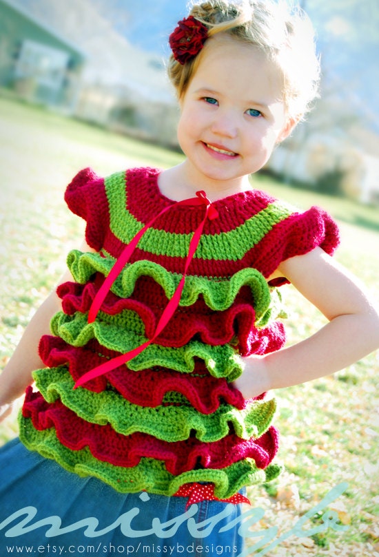 Cute Crochet Shirt Pattern - Christmas Petti Romper type Shirt - make it any custom size - PDF PATTERN - Instant Download