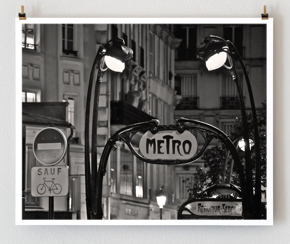Paris Metro, Art Nouveau, 8x10 French Wall Art Prints - Paris, France, Black and White, Architecture Photography