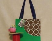 Green & Vintage Brown Floral Fabric Purse