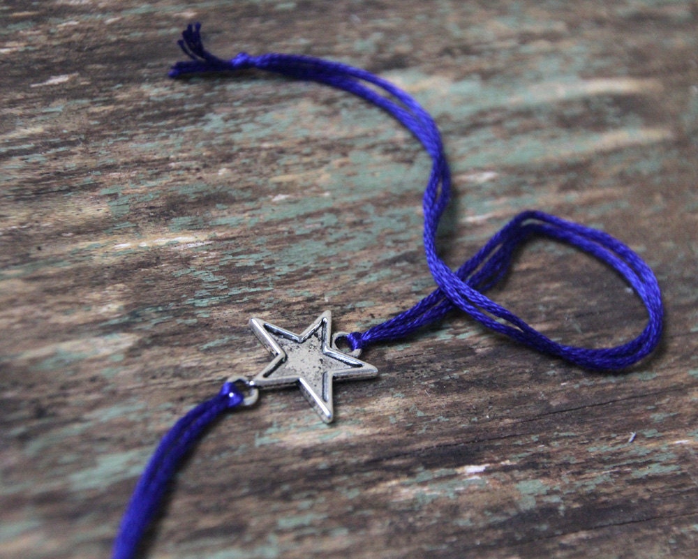 monaco blue navy sapphire thread friendship bracelet silver star wish bracelet wishlet jewelry for her etsy bridesmaid gift letterhappy
