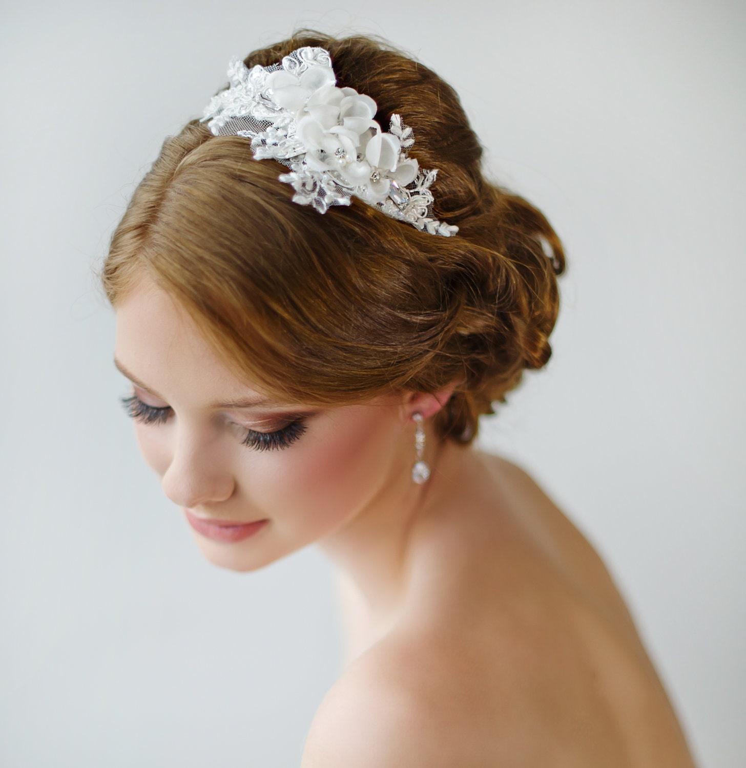Bridal Headband, Floral Headband, Ivory Lace Headband, Wedding Headpiece, Bridal Hair Accessories, Wedding Hair Accessory - LAYLA