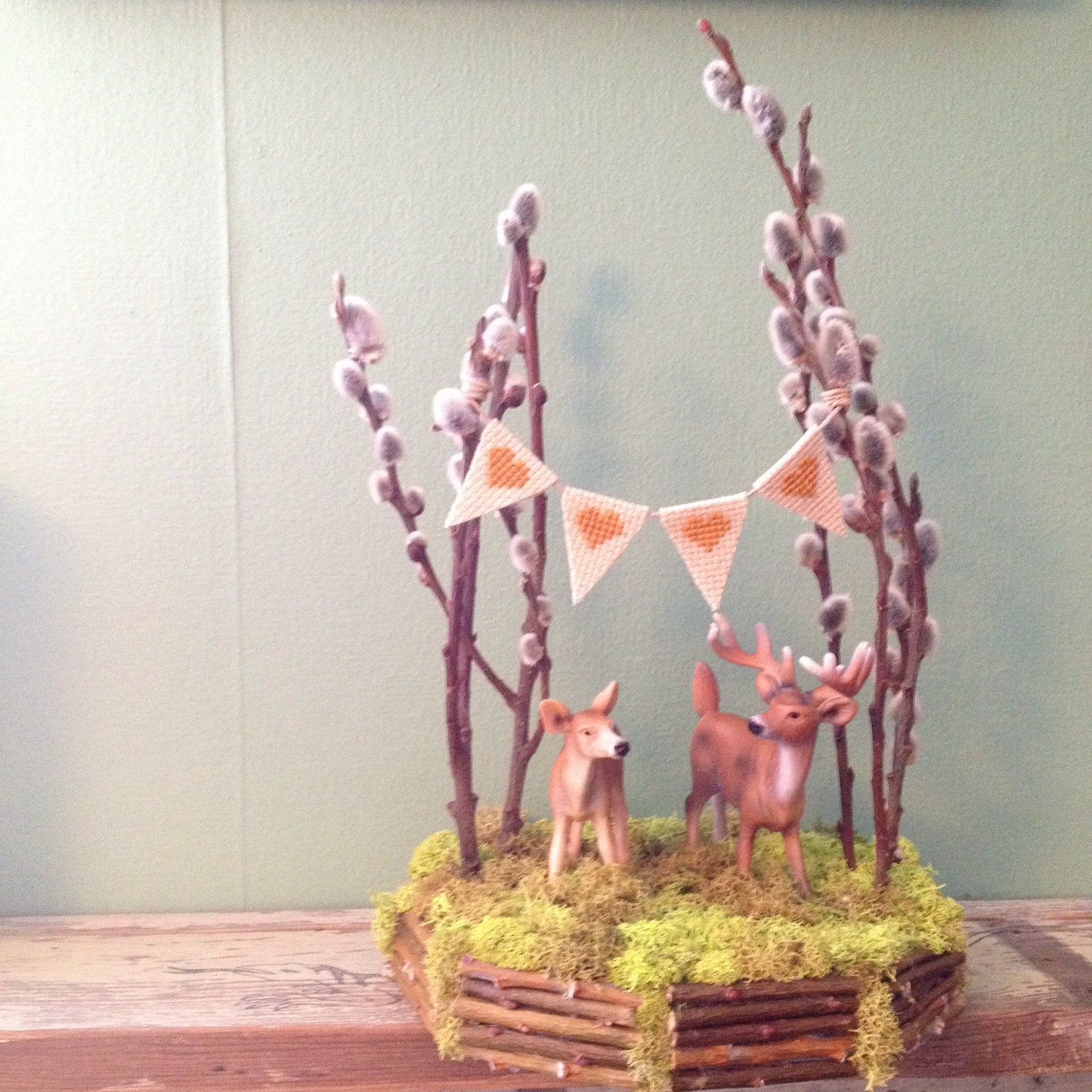 Deer Wedding Cake Topper, Mustard Gold, Ready to Ship