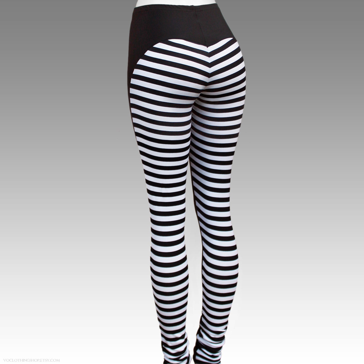 BLACK WIDOW white striped matte spandex leggings - size small - ready to ship - free shipping