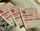 25 Outrageous PINK Cowgirl / Western Letterpress Bookplates NOTORIOUS OUTLAW