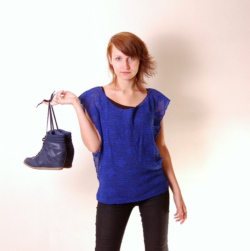 Crochet Cover Up Tunic - open sides slouchy top - size XS-M - ready to ship - sample sale
