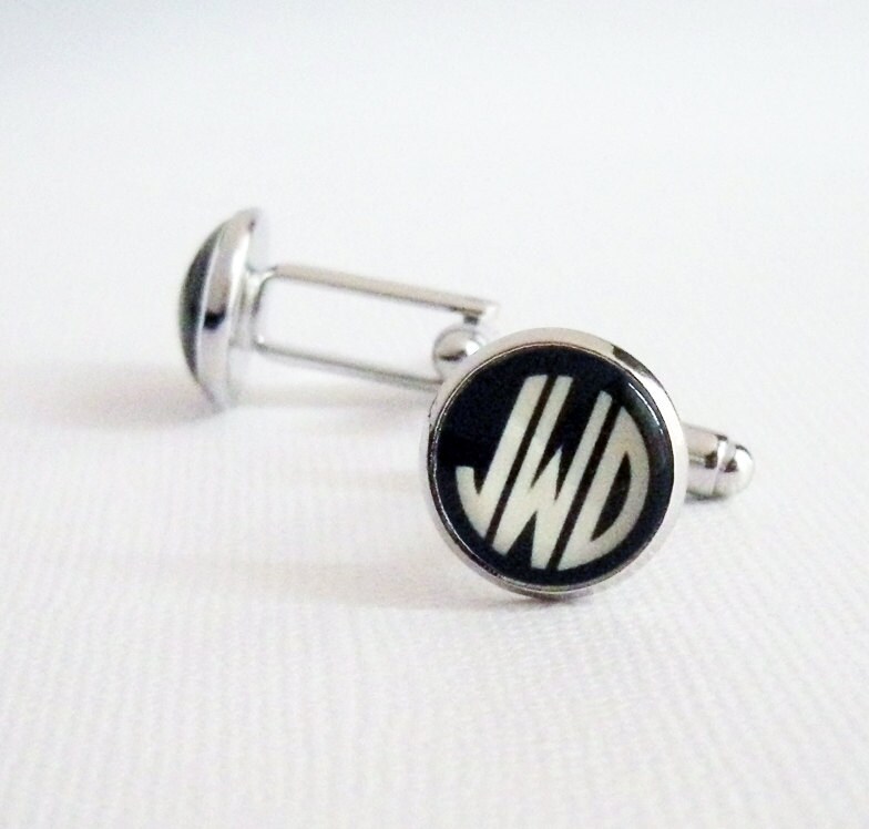 Gatsby Cuff Links 1920s Wedding Art Deco Block by WaxwingJewelry