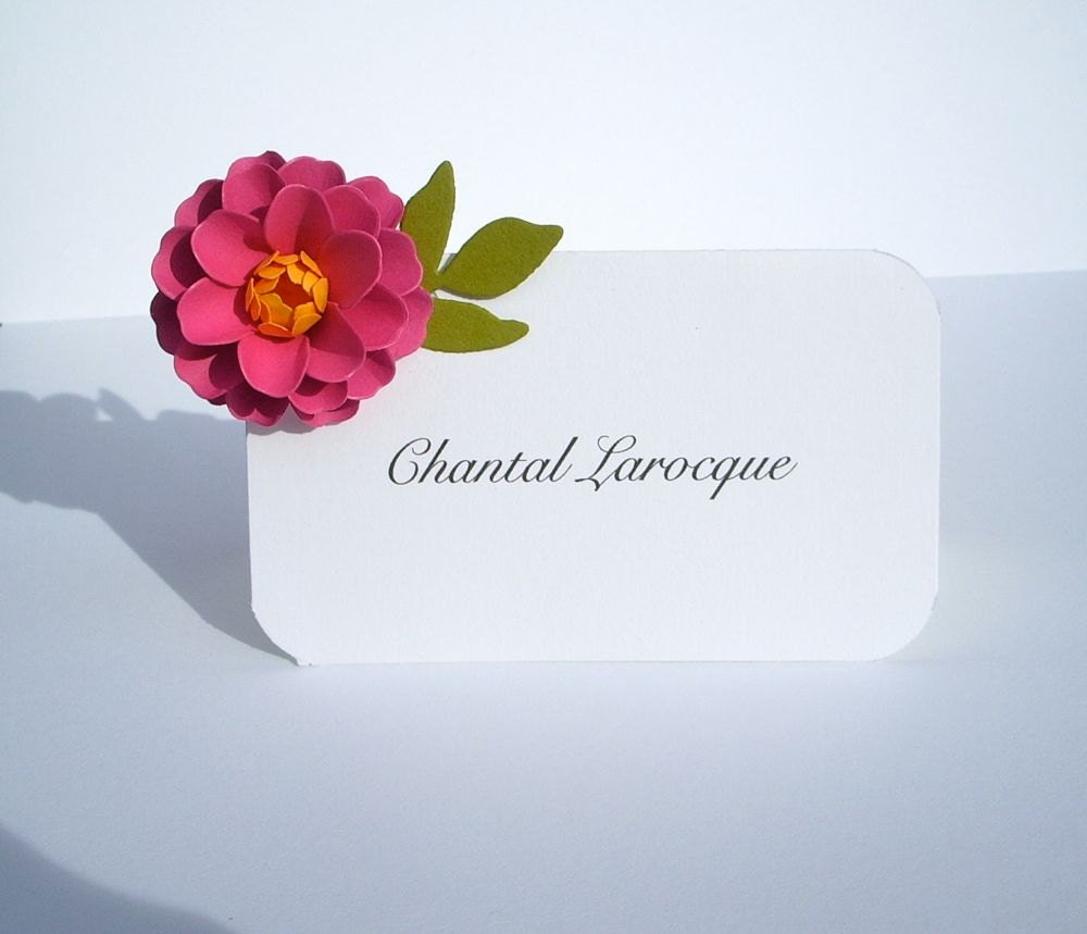 Wedding  -  ESCORT CARDS - Place Cards  - The Zinnia Paper Flowers - Assorted Color - set of 100 - Made To Order
