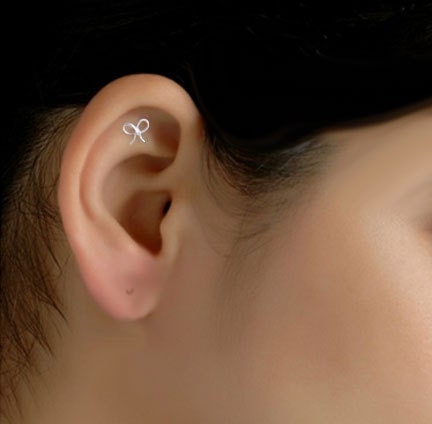 Mini Bow Stud Cartilage Earring, Single