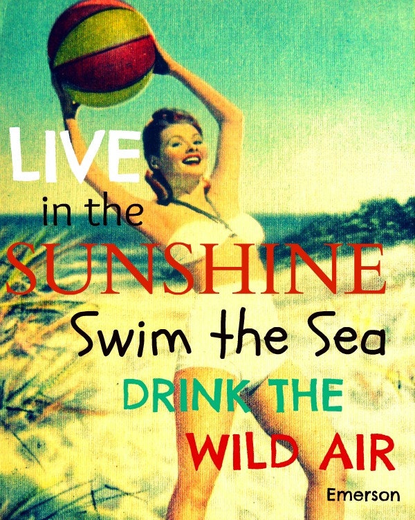 Photography Gifts for Her Inspirational 11x14 Print Typography Live in the Sunshine Emerson Beach House color vintage nostalgia vacation