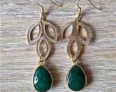 Jade and Gold Pendant Earrings