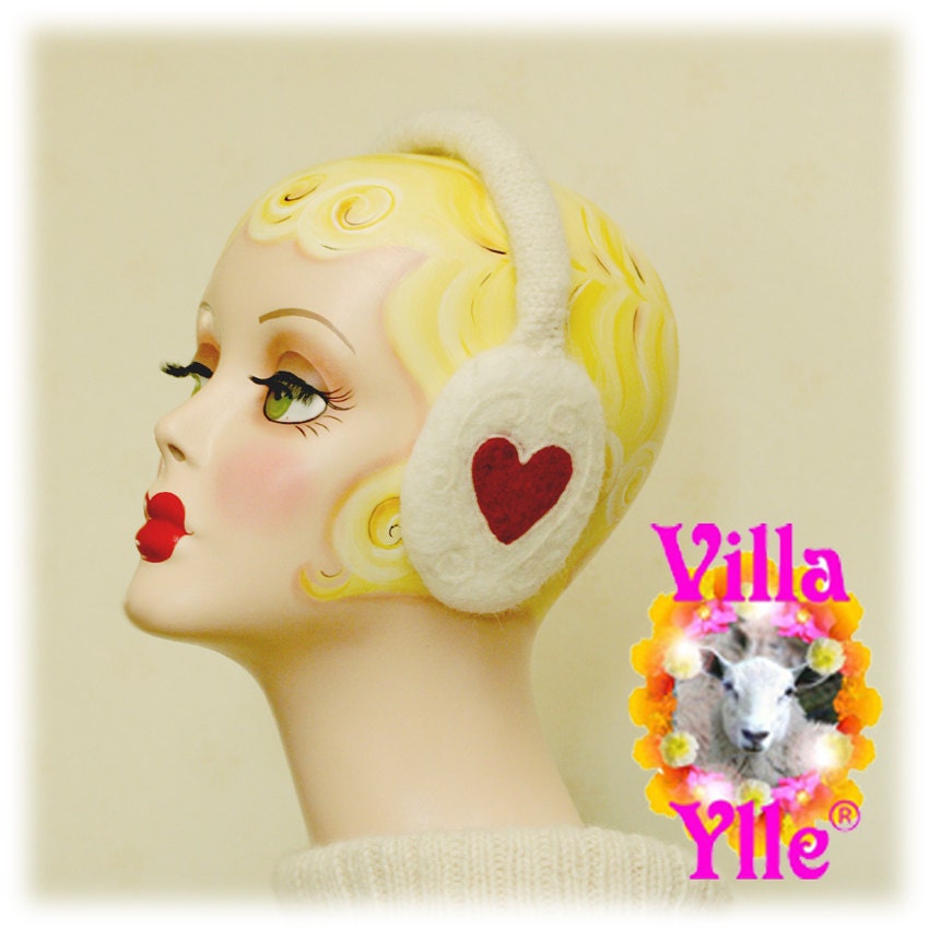 WINTER LOVE adjustable felted earmuffs Made To Order (approx 2 weeks)