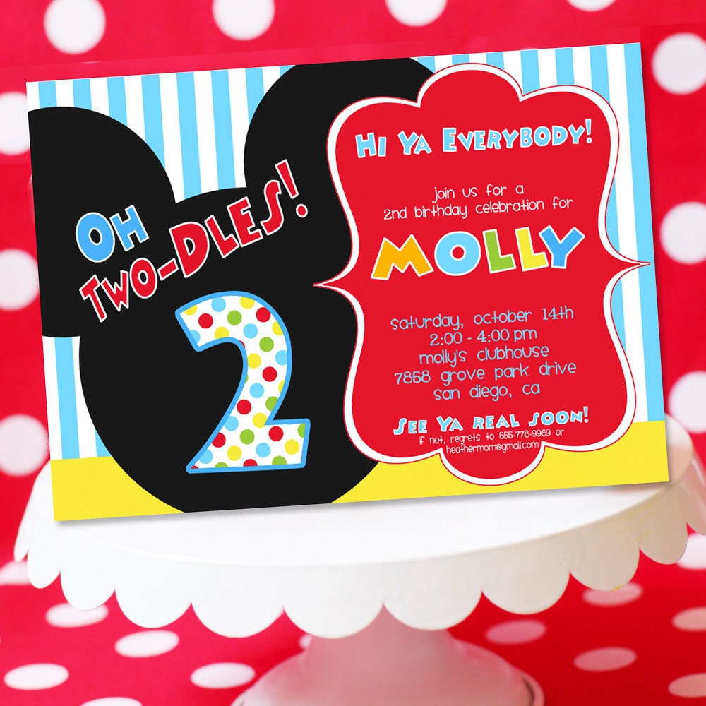 Mickey Mouse Invitation, Thank You Note, Address Labels and Envelope Seals- Printable Birthday Party  - Amanda's Parties TO GO