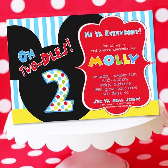 Mickey Mouse Invitation, Thank You Note, Address Labels and Envelope Seals- Printable Birthday Party - Amanda's Parties TO GO